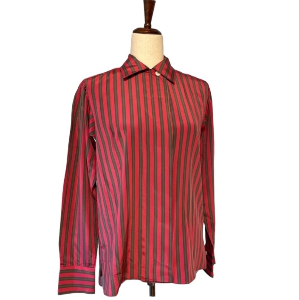 Vintage Evan-Picone Striped Long Sleeve Blouse